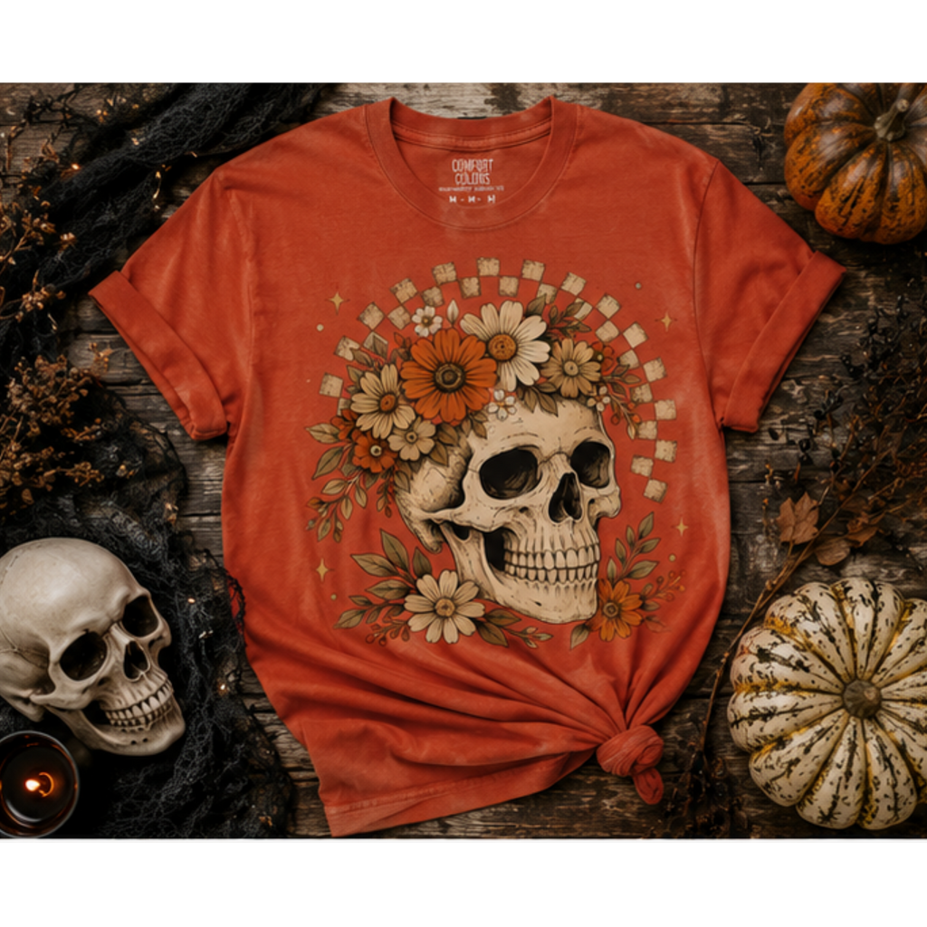 Floral Skull & Wildflowers Comfort Colors Tee