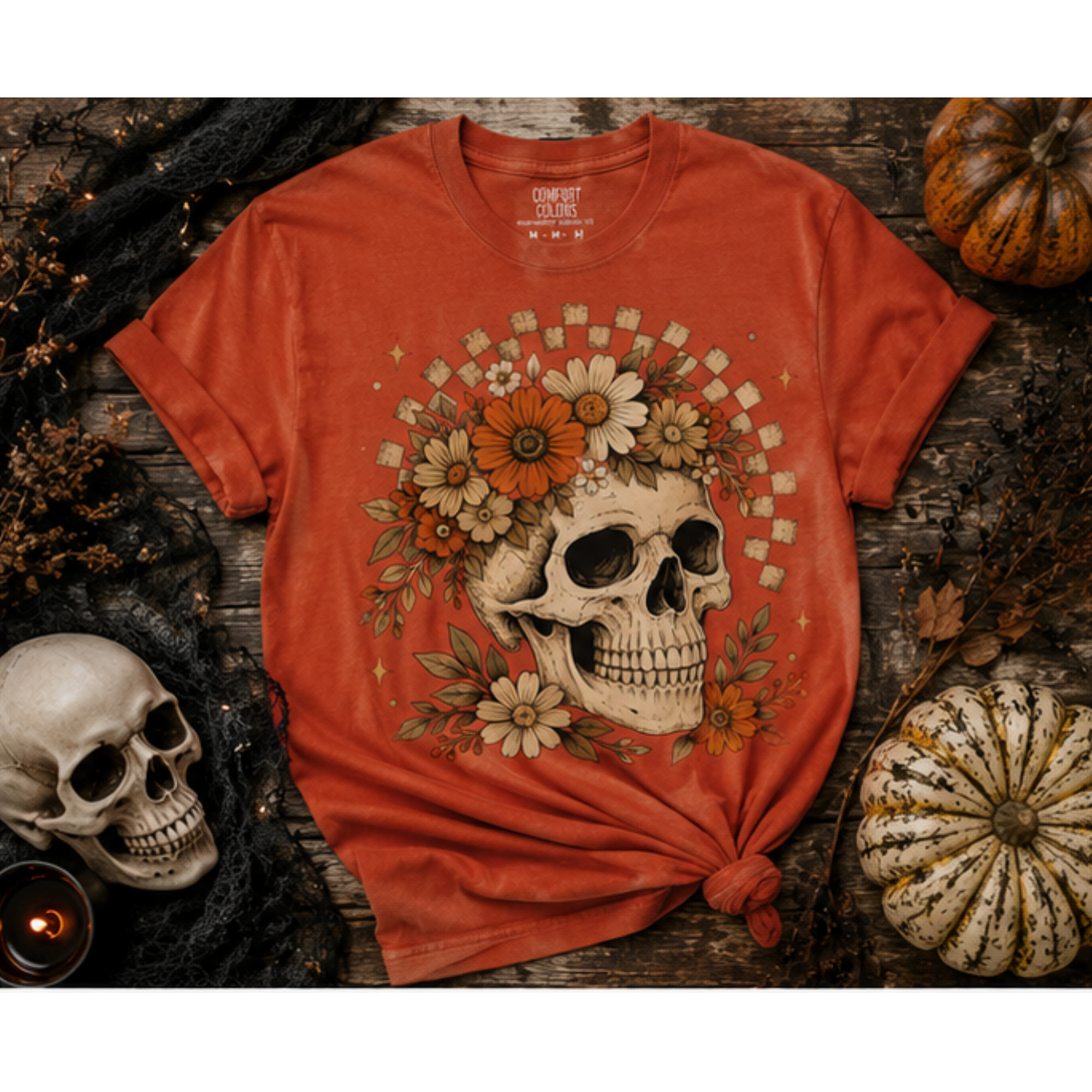 Floral Skull & Wildflowers Comfort Colors Tee