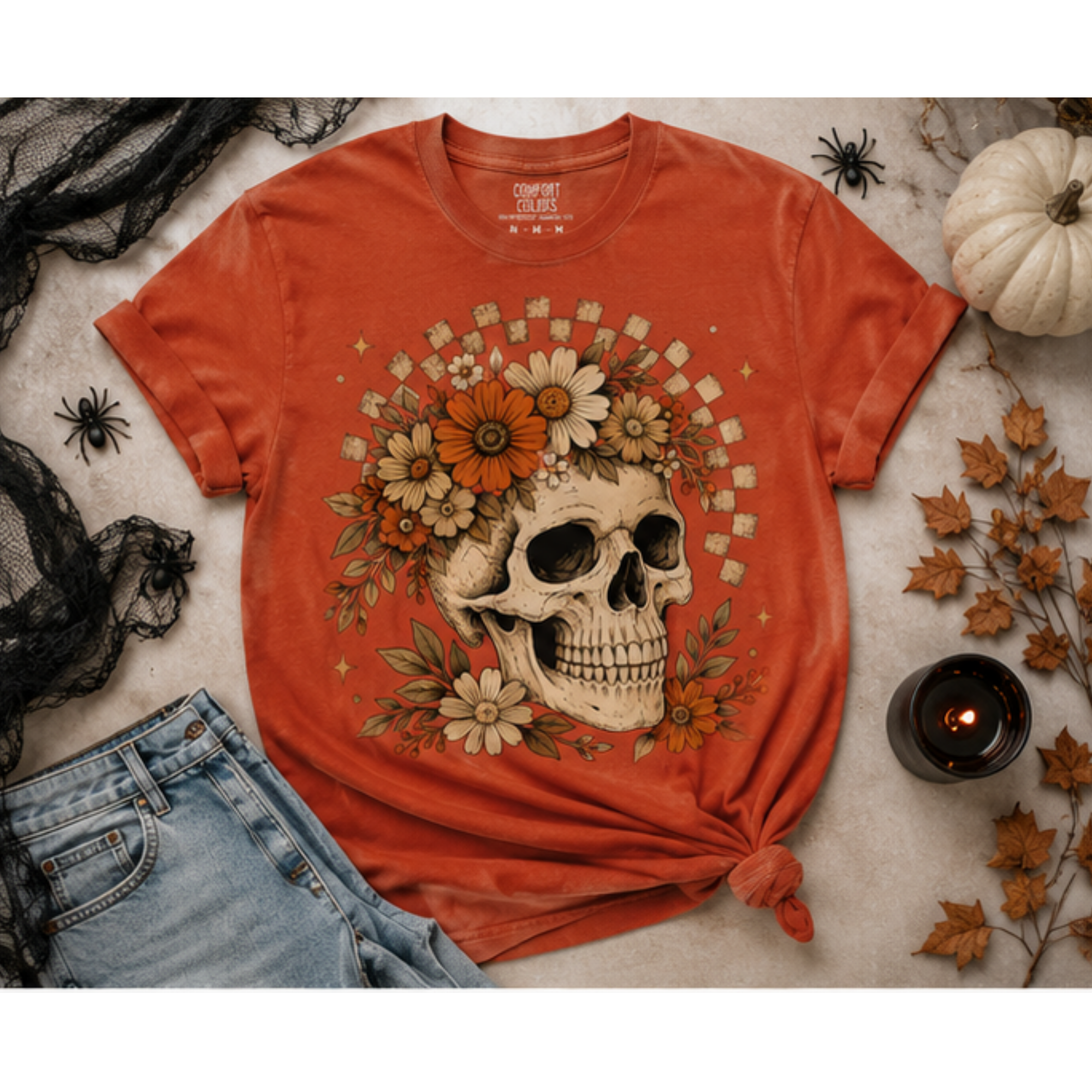 Floral Skull & Wildflowers Comfort Colors Tee