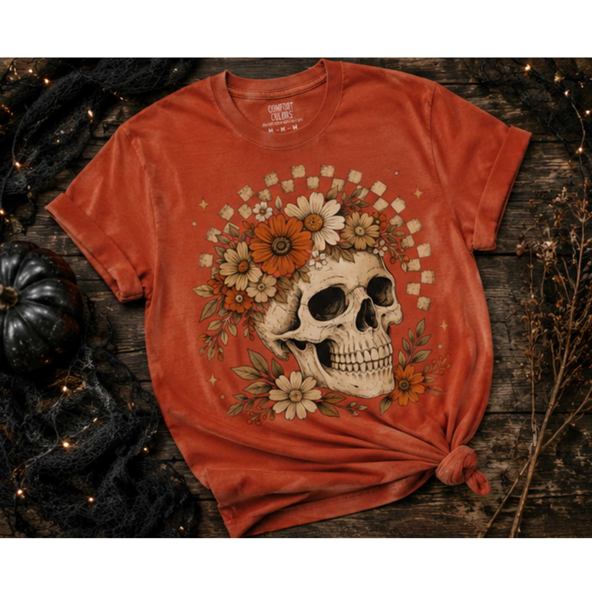Floral Skull & Wildflowers Comfort Colors Tee