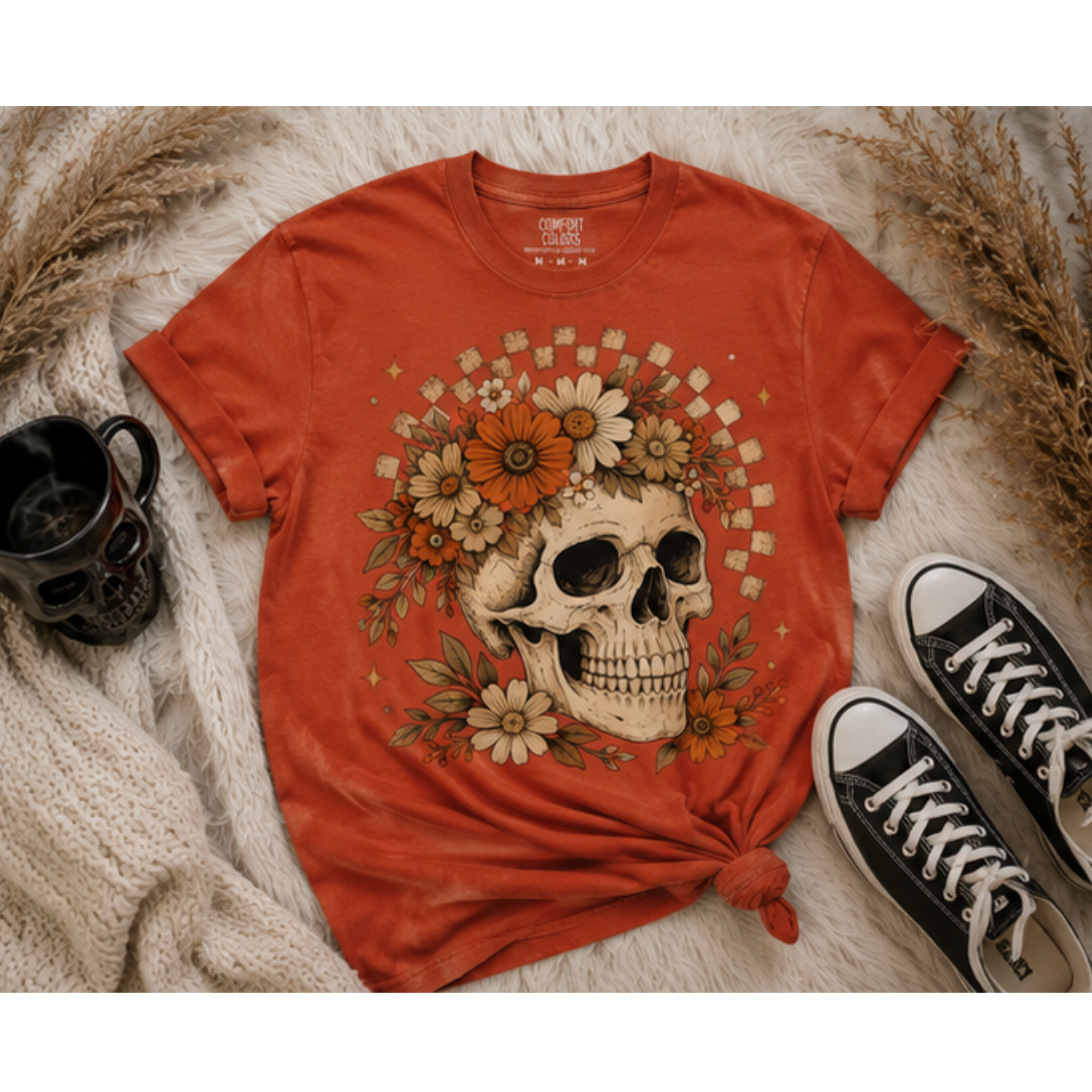 Floral Skull & Wildflowers Comfort Colors Tee