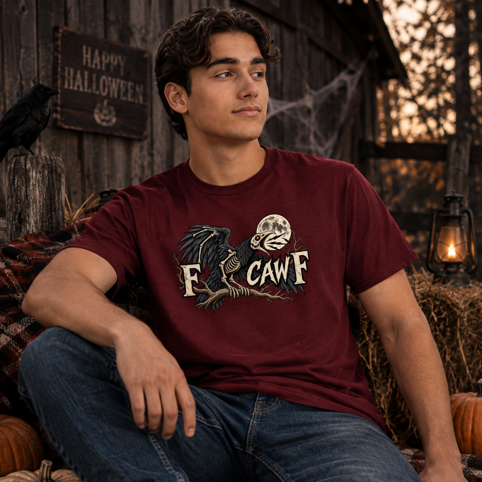 F CAW F Skeleton Raven Tee