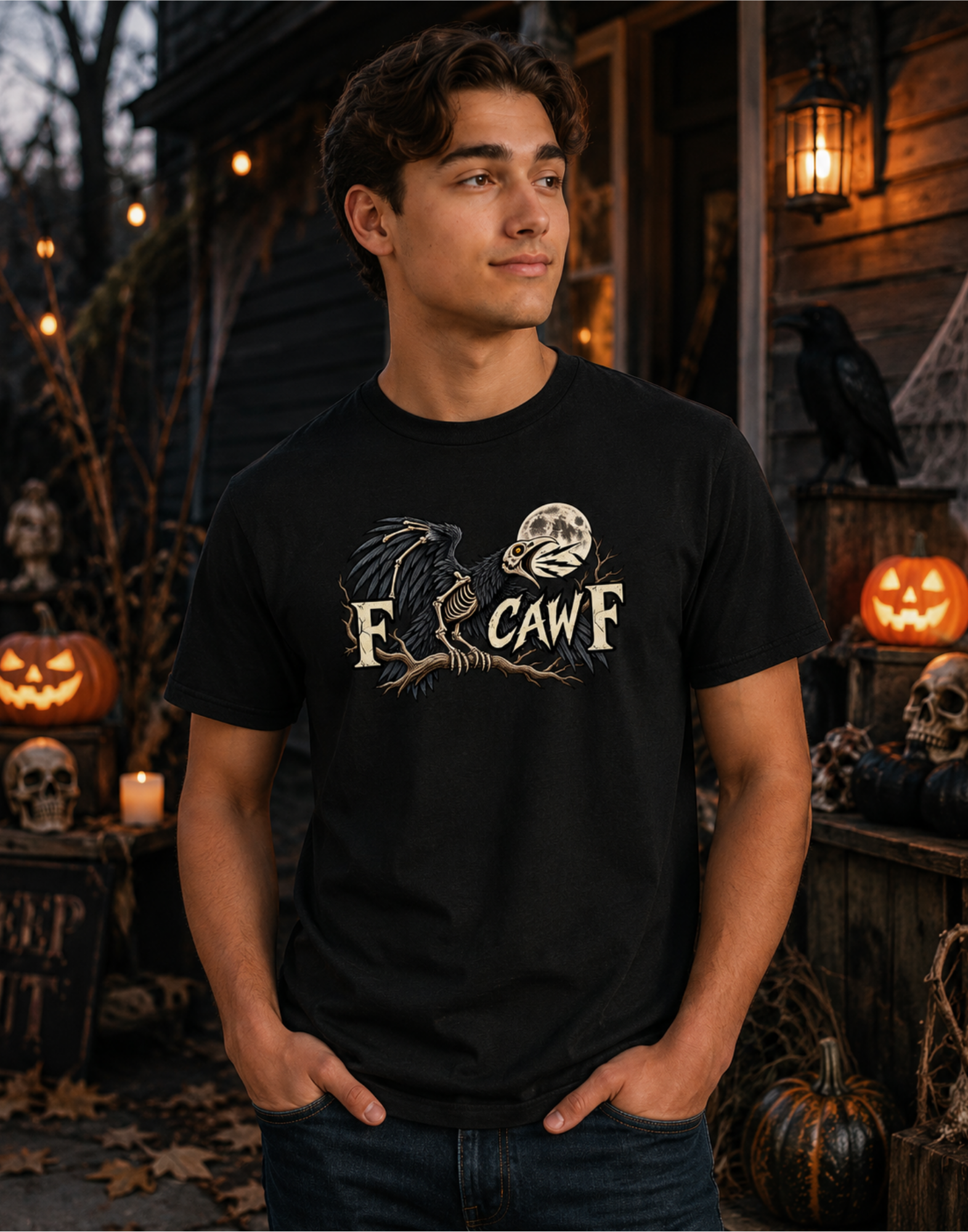 F CAW F Skeleton Raven Tee