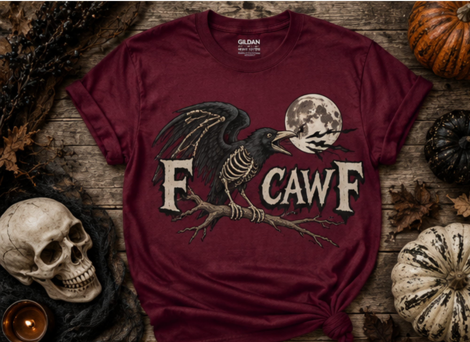 F CAW F Skeleton Raven Tee