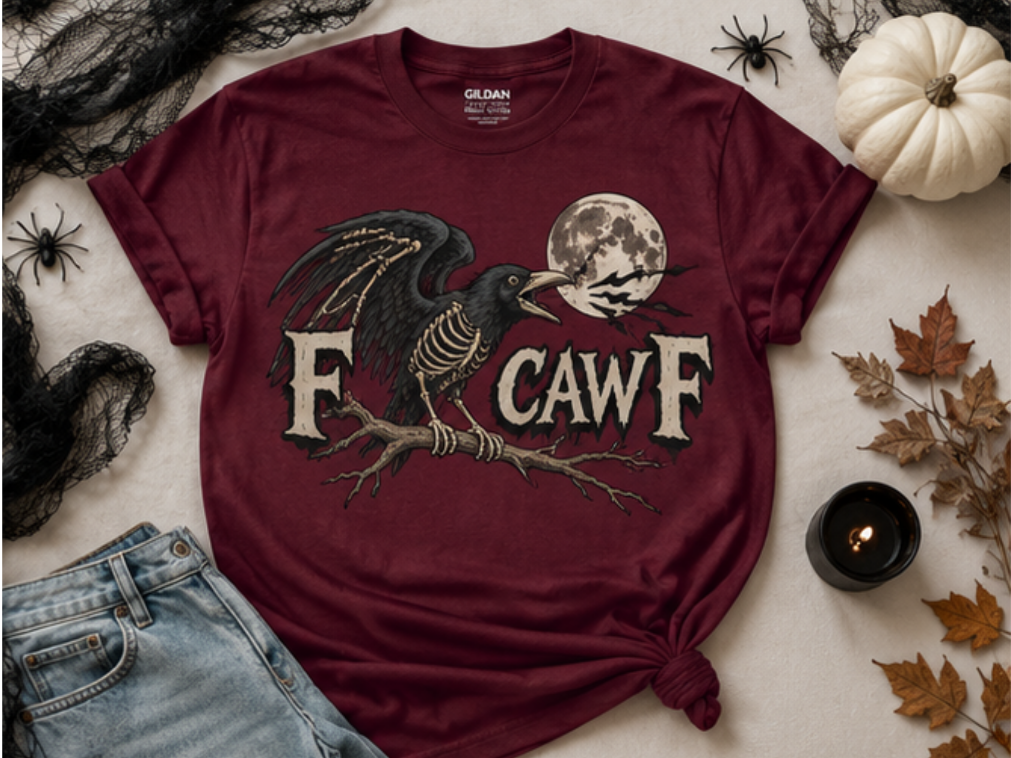 F CAW F Skeleton Raven Tee