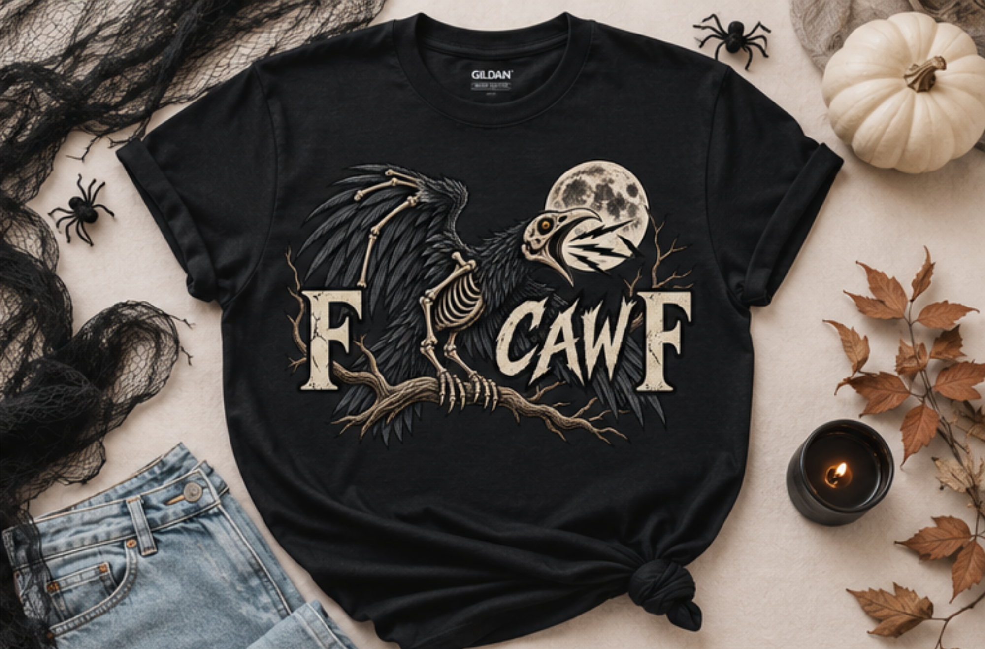 F CAW F Skeleton Raven Tee