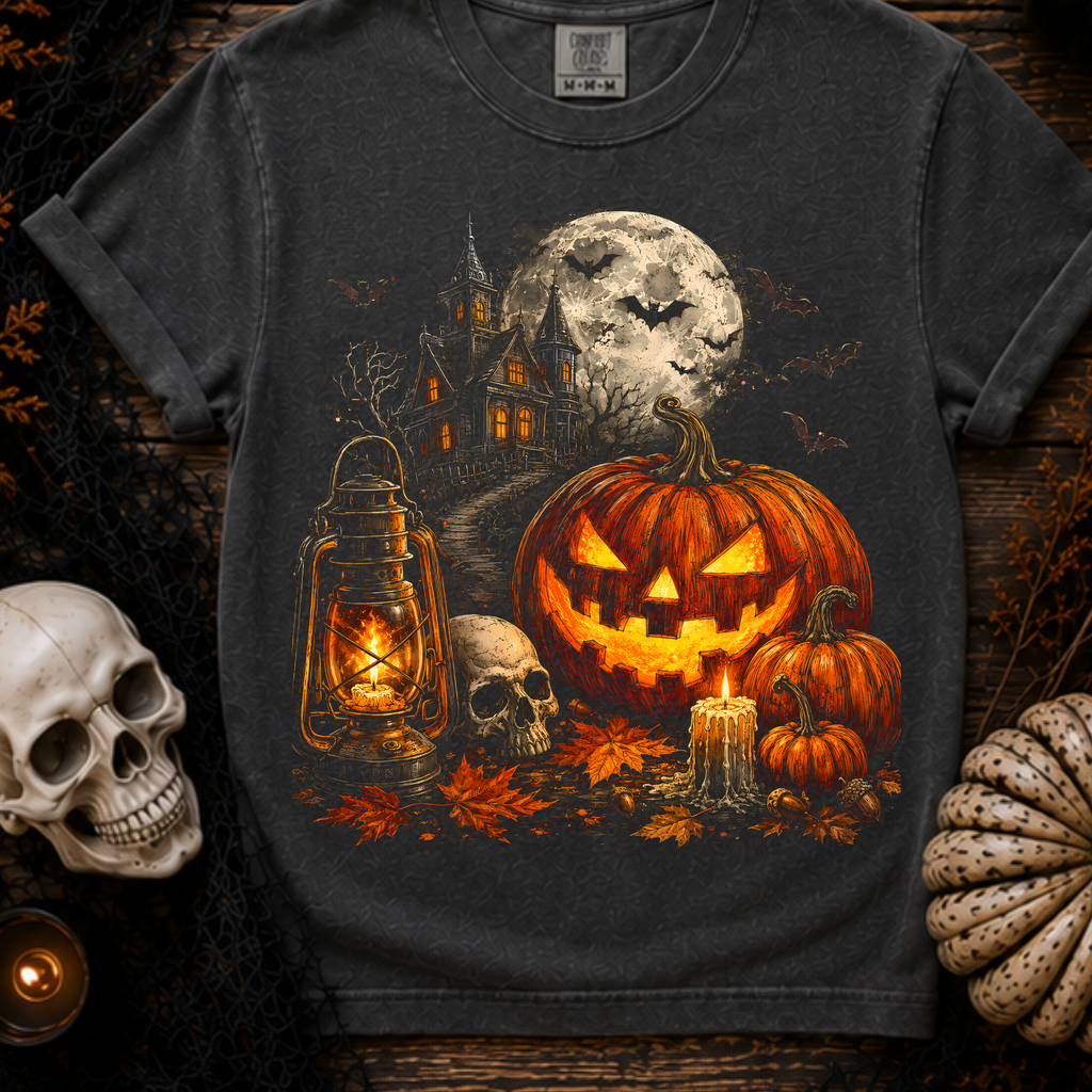 Haunted Pumpkin Night Comfort Colors Tee