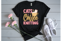 Cats, Coffee, Knitting Tee