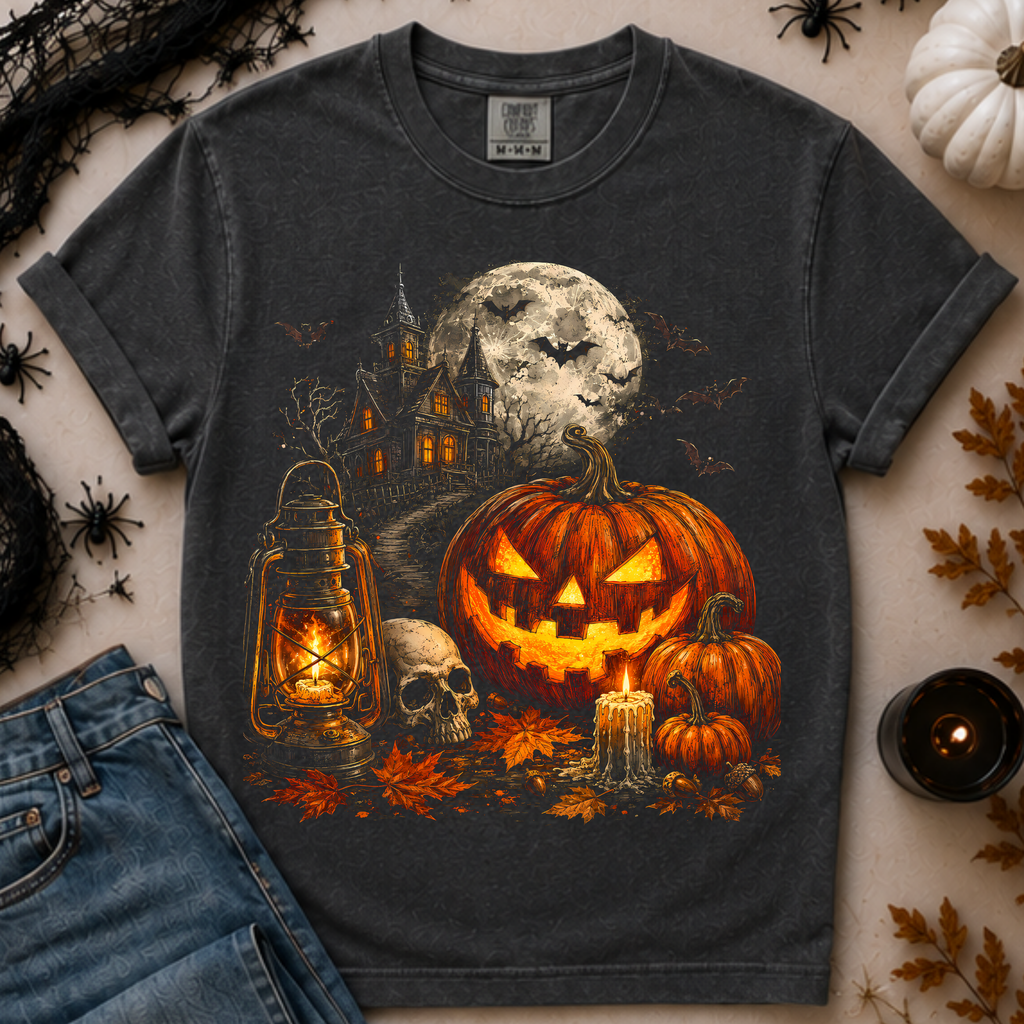 Haunted Pumpkin Night Comfort Colors Tee