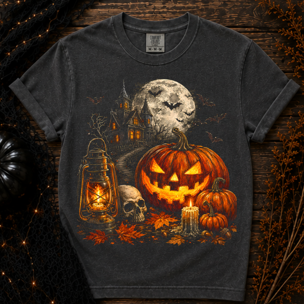 Haunted Pumpkin Night Comfort Colors Tee