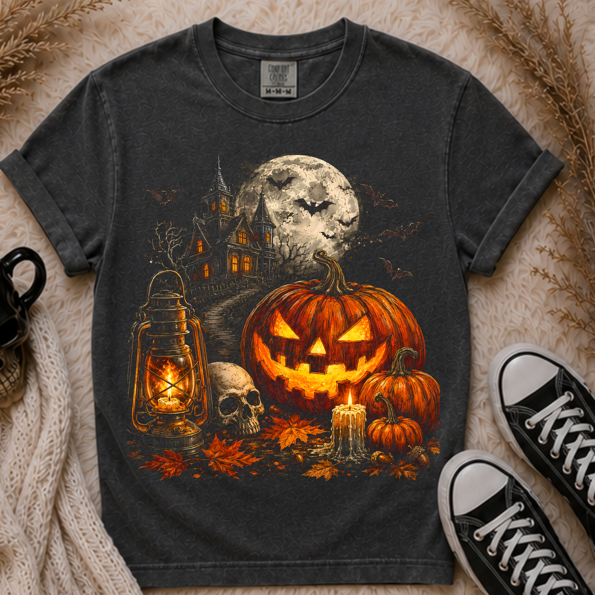 Haunted Pumpkin Night Comfort Colors Tee