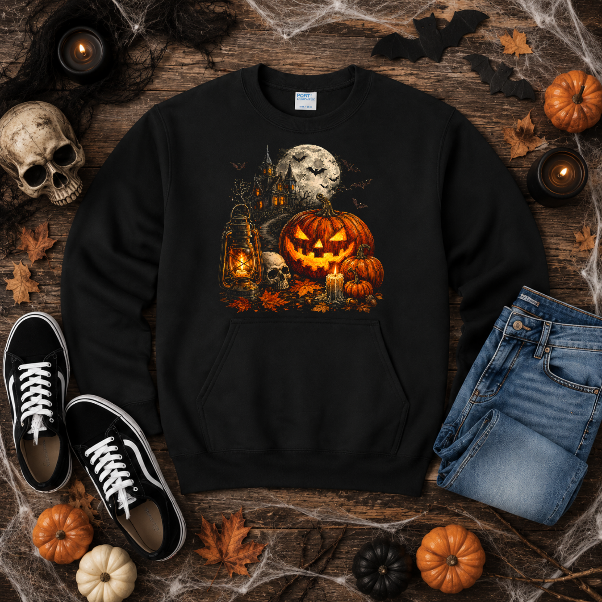 Haunted Pumpkin Night Pocket Crewneck