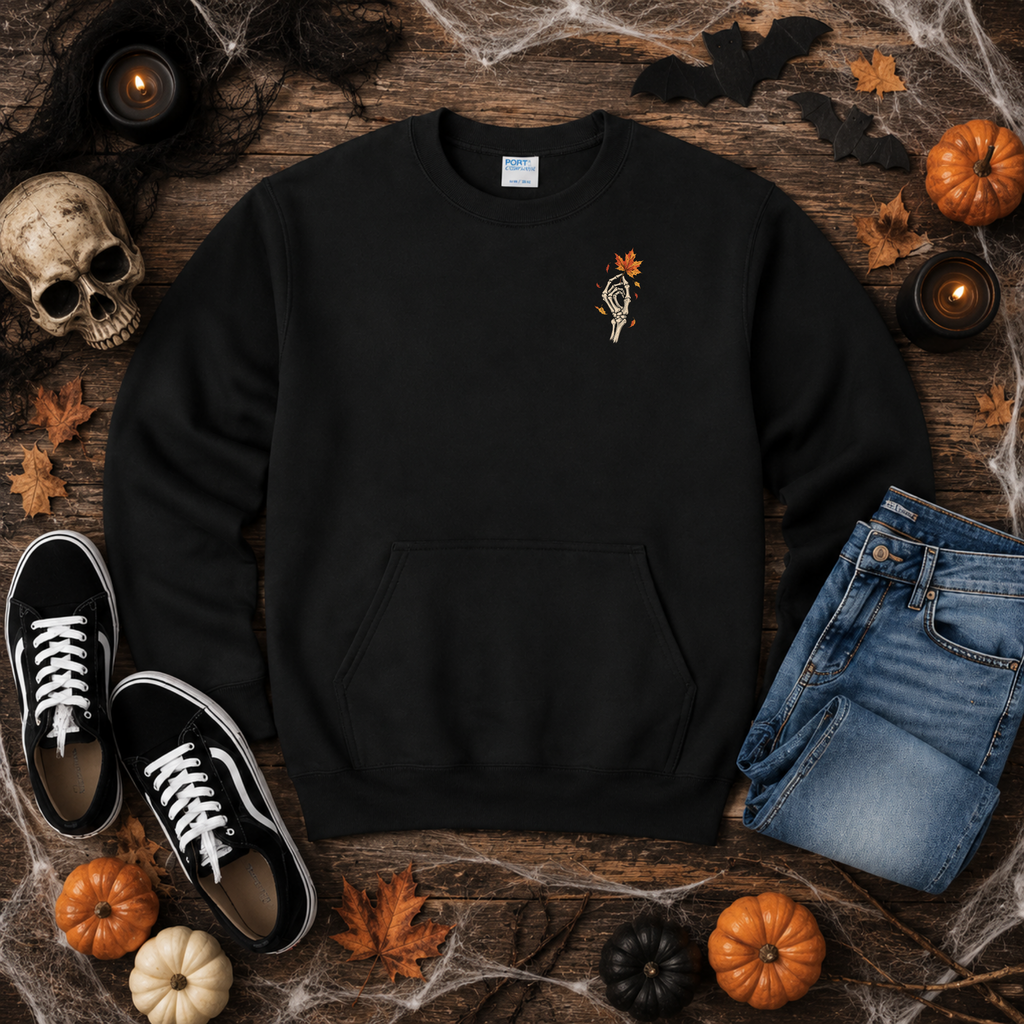 Falling for Fall Skeleton Pocket Crewneck