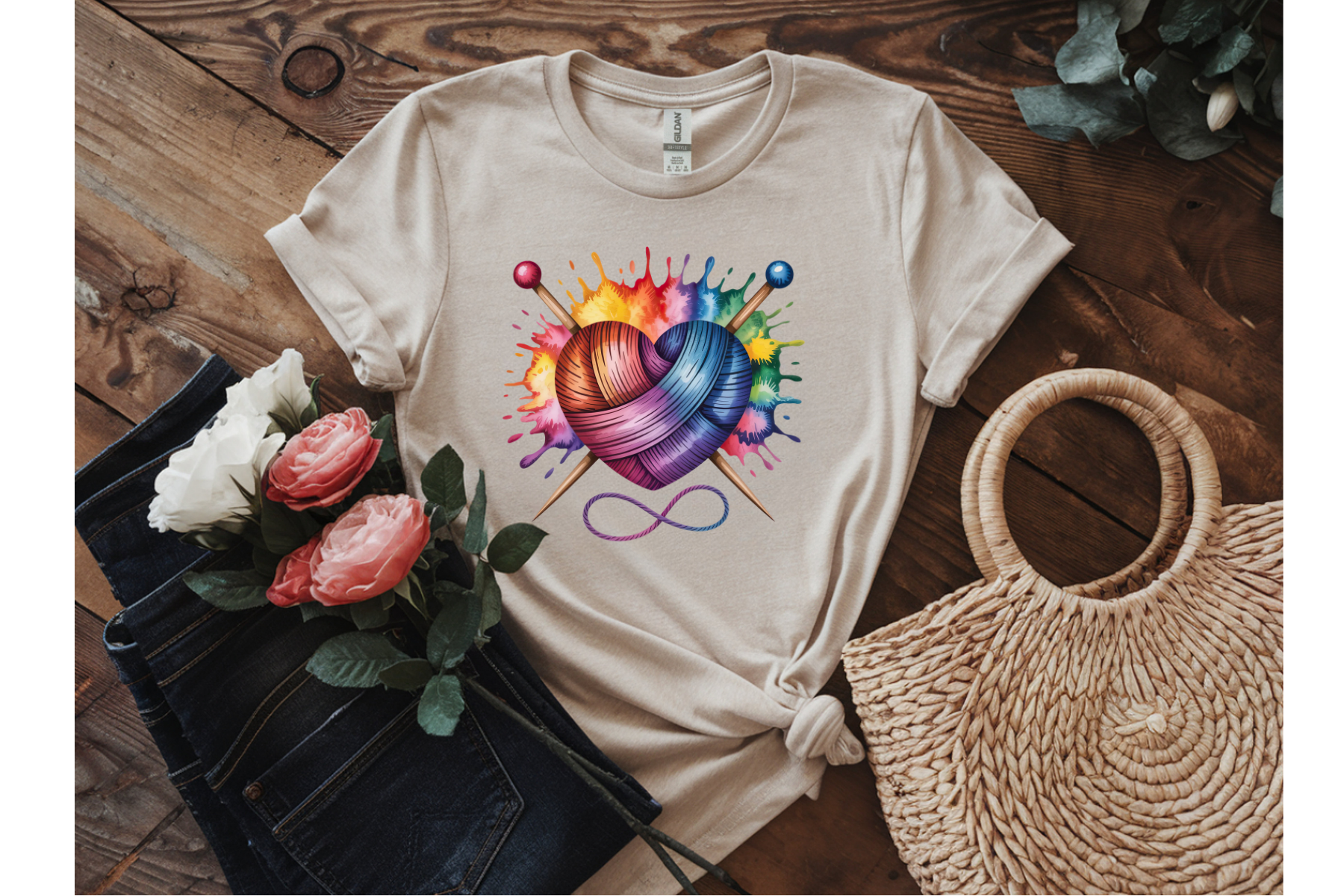 Colorful Yarn Heart Tee