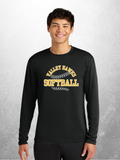 Valley Hawks Softball arch design on adult black performance long sleeve