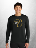 Hawks Softball swirl design on adult black performance long sleeve