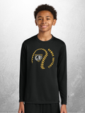 Hawks Softball swirl design on youth black performance long sleeve