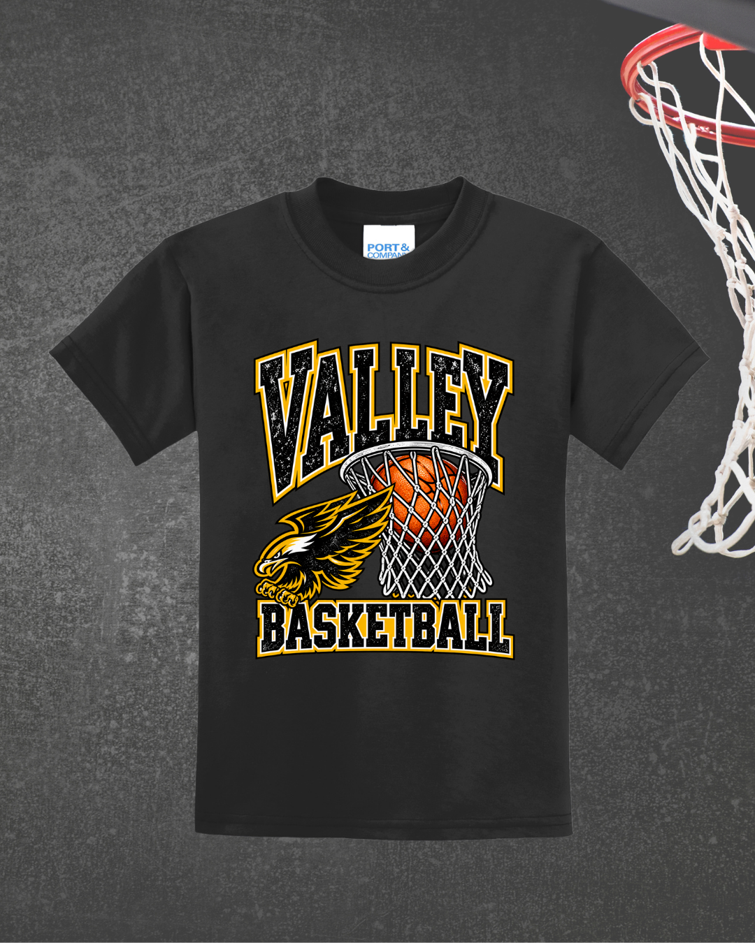 Valley Basketball fundraiser tee in Black