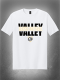 Hawks Softball block design on white tee
