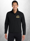 Hawks Softball logo adult black soft shell jacket mockup
