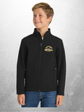 Hawks Softball logo youth black soft shell jacket mockup