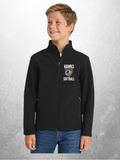 Hawks Softball vertical design youth black soft shell jacket mockup