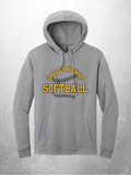 Valley Hawks Softball arch design on heather gray hoodie