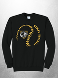 Hawks Softball swirl design on black crewneck