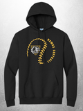 Hawks Softball swirl design on black adult hoodie