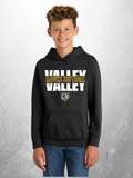 Hawks Softball block design on youth black hoodie