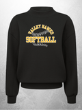 Valley Hawks Softball arch design on black mock neck sweatshirt